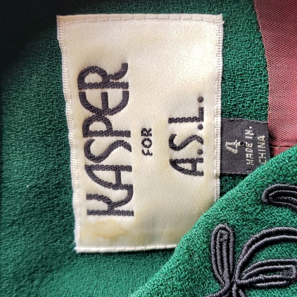 Vintage 80s KASPER Green Blazer Jacket sz 4 Women's - Picture 9 of 11